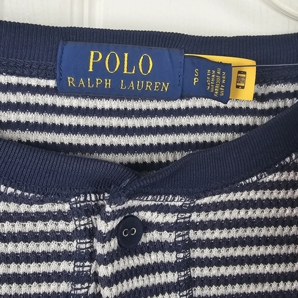 Polo Ralph Lauren S Stripe Thermal Henley Long Sleeve Waffle Knit Pony Shirt NWT